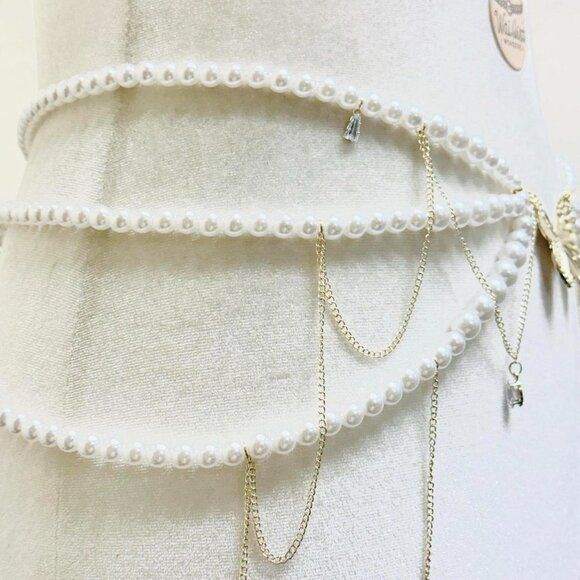 Plus size Pearl and butterfly waist chain belt - Picture 3 of 4